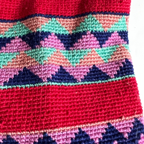 Boho Guatemala Bucket Bag DRAWSTRING Shoulder Tote Leather Woven Pink Red Hippie - Picture 12 of 12